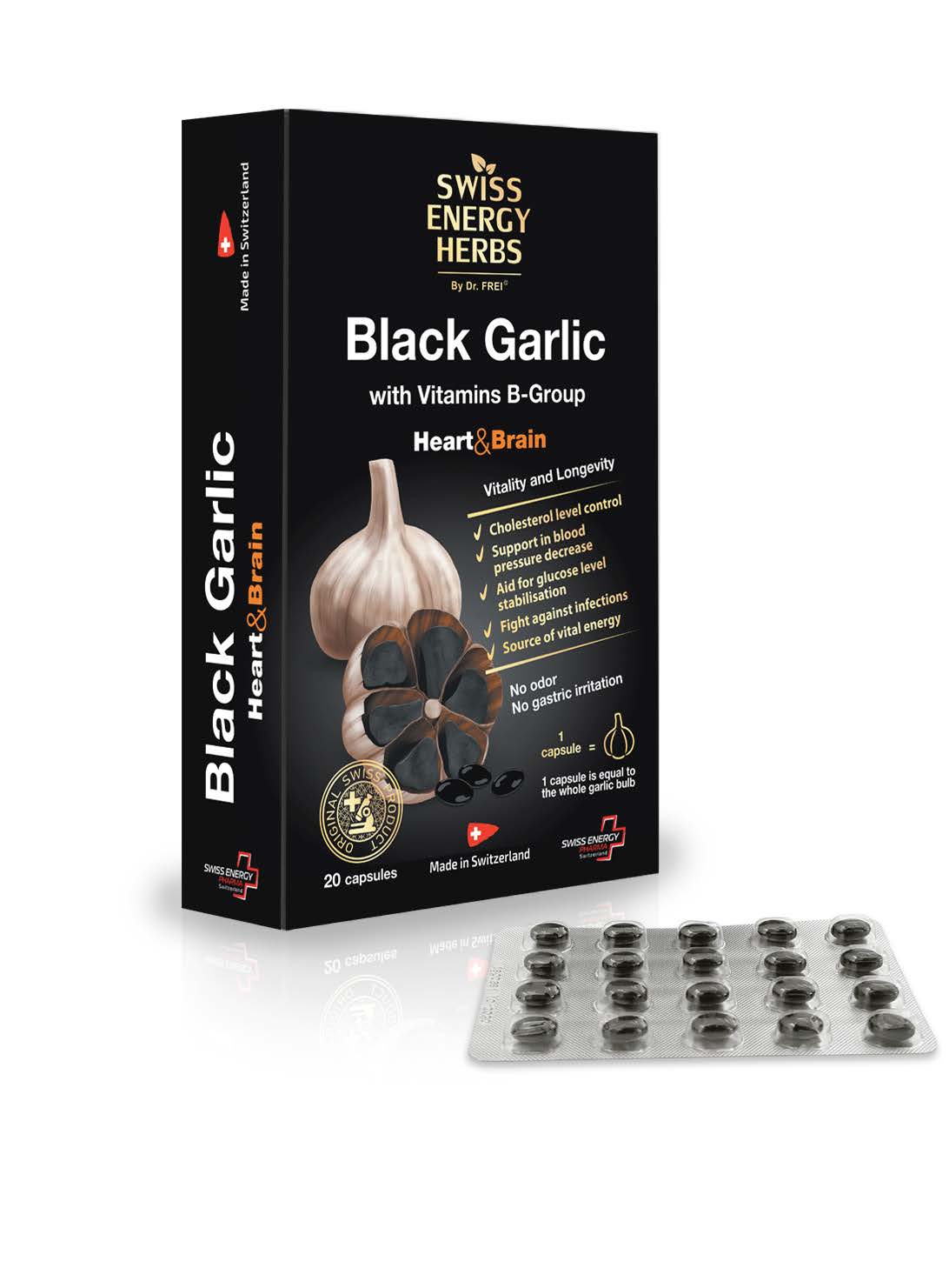 Συμπλήρωμα black garlic-vitamins b group (20 capsules) swiss energy